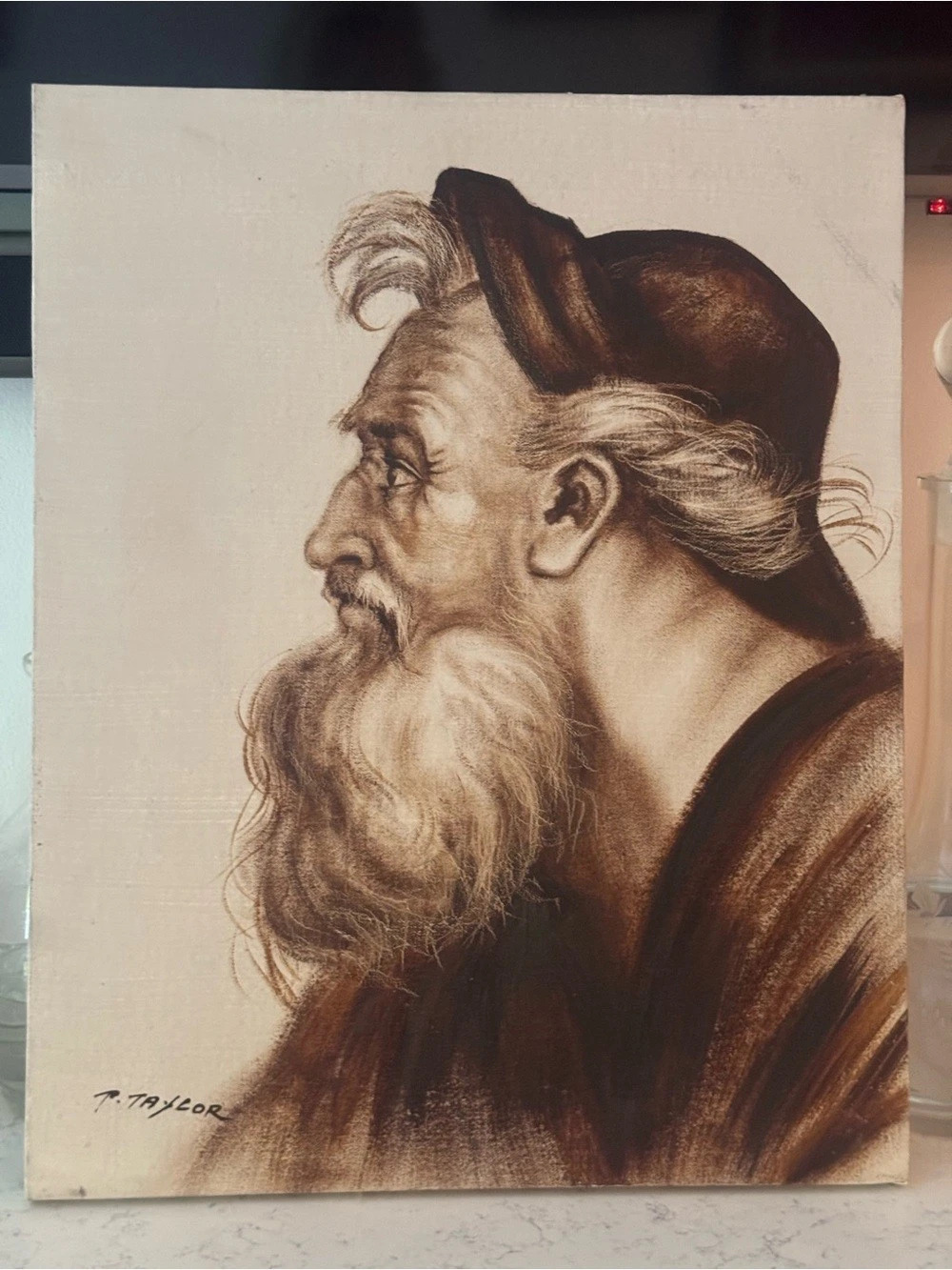 Portrait Art Print Brown & Cream by P Taylor